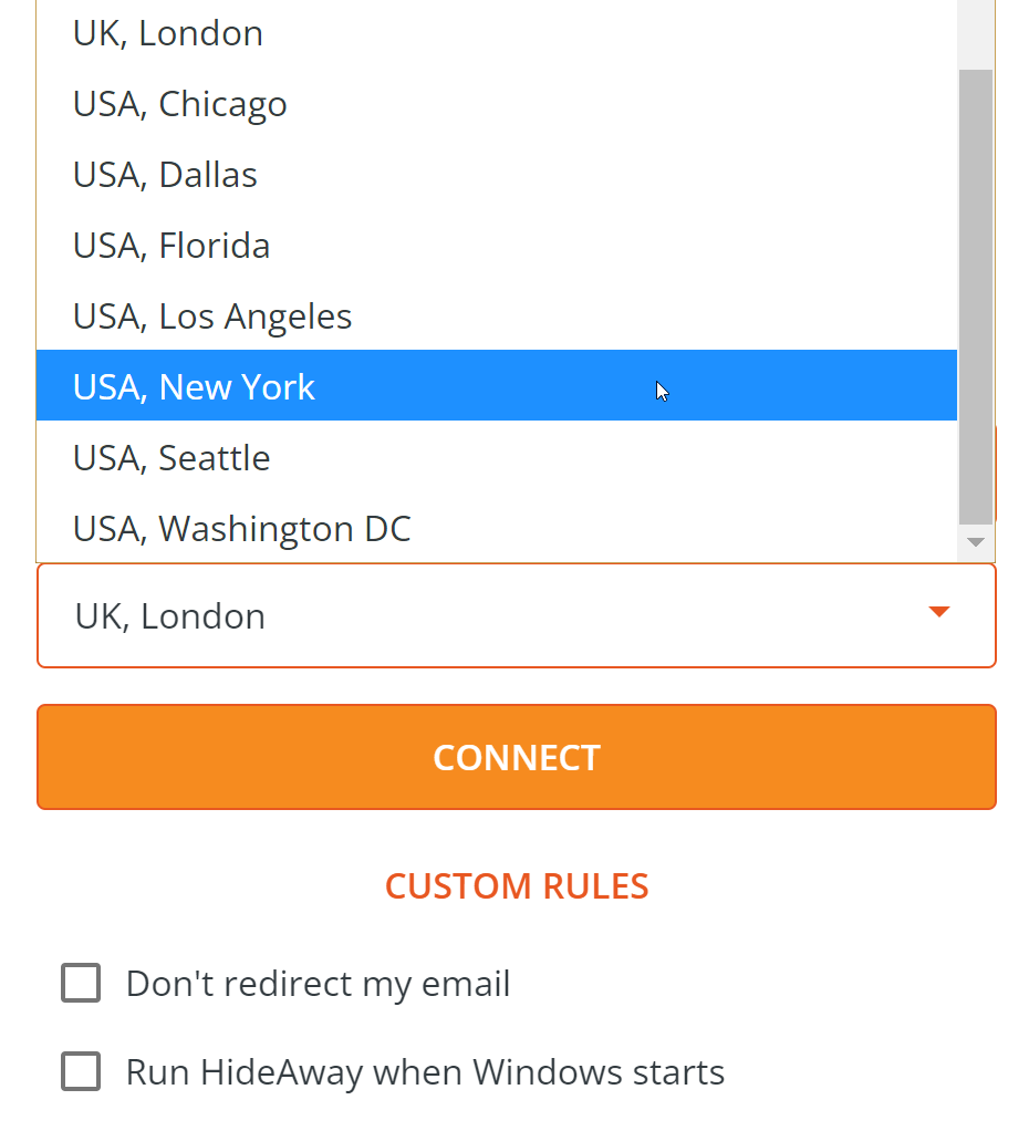 HideAway VPN UI