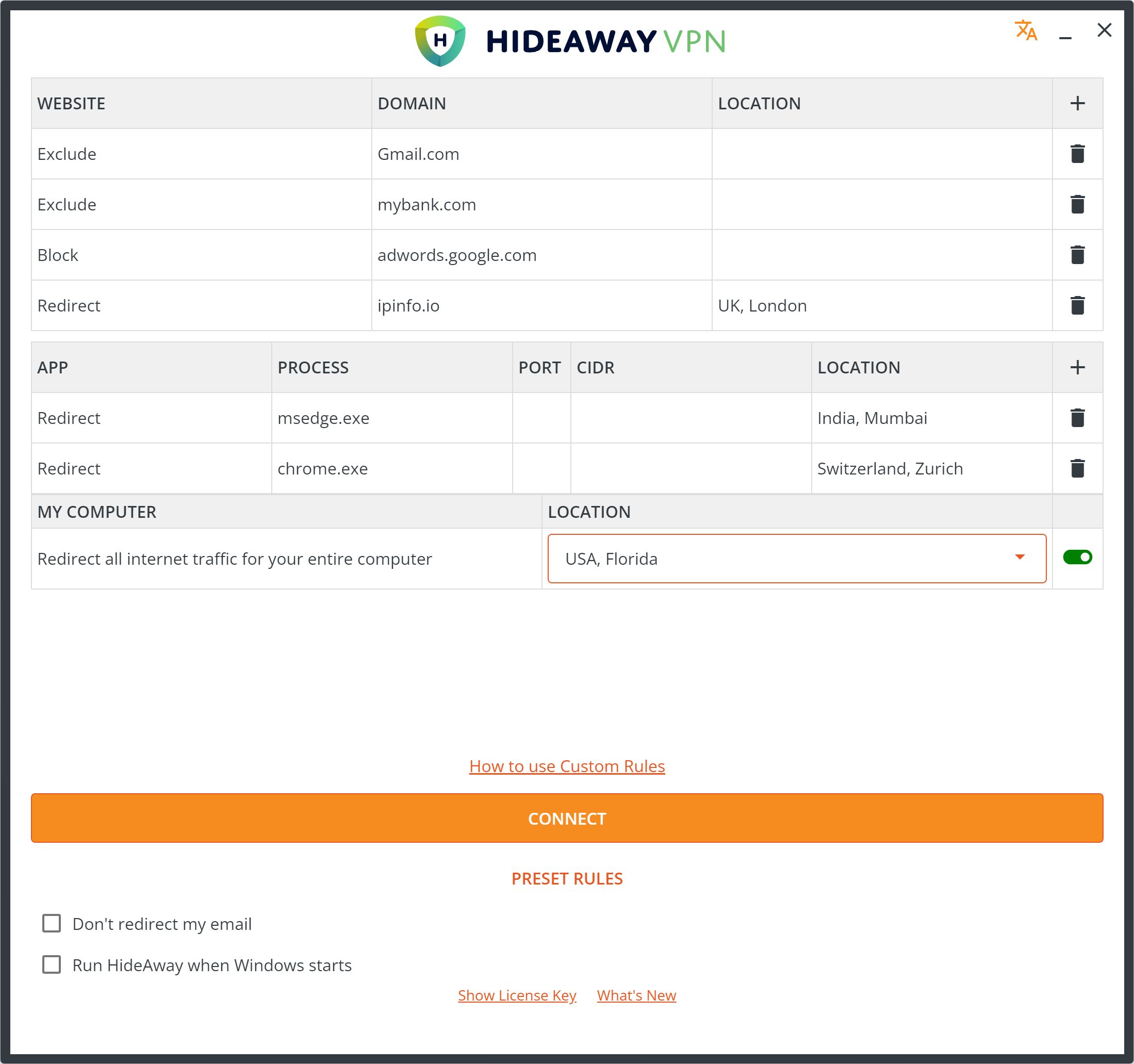 Hideaway VPN GUI