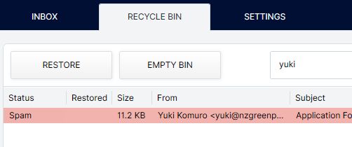 MailWasher Recycle Bin