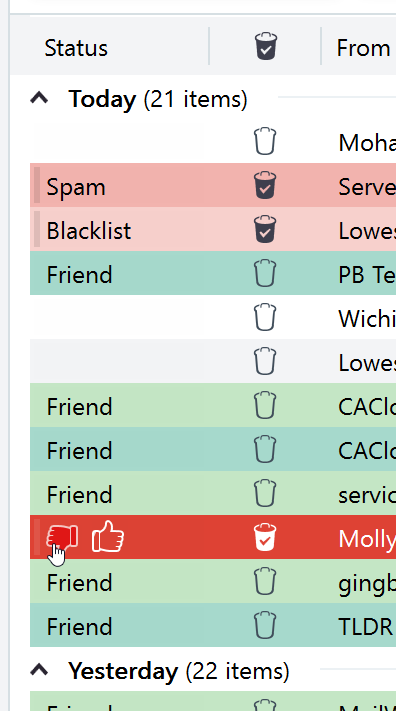 MailWasher learning filters